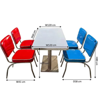 Ensemble table et chaises de restaurant vintage américain robuste pour restauration rapide, ensembles de tables et chaises de salle à manger vintage pour restaurants