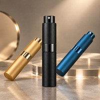 Flacon pulvérisateur atomiseur 10 ml rechargeable pour parfum, étui de voyage portable en aluminium, intérieur en verre à mécanisme rotatif, vente en gros OEM