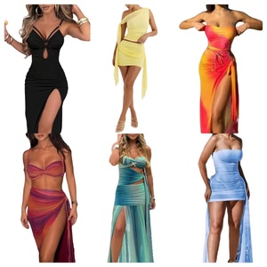 Robe Bandeau pour Femme avec Ruban Style Européen Américain Décontractée Filet Transparent Devant Taille XL pour Hiver <span class=keywords><strong>Printemps</strong></span> Automne - Product Image 1