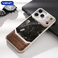 VAWI V-A03 Étui de téléphone de luxe original en fibre de carbone avec broderie satinée et métal pour iPhone 13~17 Pro Max