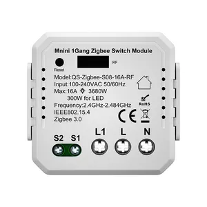 Módulo de interruptor inteligente Tuya Zigbee 3,0, 16A, 100-240V, Monitor de consumo de energía, montaje en Riel DIN, interruptor de luz para Smart Life