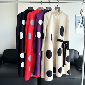 SY3810 <span class=keywords><strong>abiti</strong></span> a pieghe Miyake da donna Casual elegante manica lunga <span class=keywords><strong>con</strong></span> lacci monopetto <span class=keywords><strong>abiti</strong></span> a pois da donna - Product Image 3