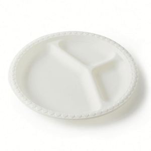 Assiettes jetables biodégradables blanches avec logo personnalisé pour hôtel, restaurant, maison, mariage, fête - Product Image 2