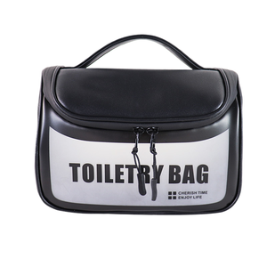 Sac à main translucide noir avec logo personnalisé, le plus récent, grande capacité, sac de rangement, texture givrée, sac de toilette, sac à maquillage en PVC - Product Image 2