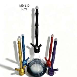 Aluminum <b>Hookah</b> Set Glass Base Tobacco <b>Pipe</b> 74 cm Multi Color Lounge Drinkware for Party Use - Product Image 1