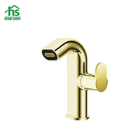 Nouvelle Mitigeur de Lavabo de Luxe Doré Contemporain avec Cartouche Céramique en Laiton Massif