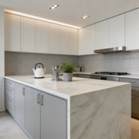 Dalles de marbre blanc naturel sur mesure, découpées sur mesure pour comptoirs de cuisine, îlots, murs de fond de télévision dans les salons