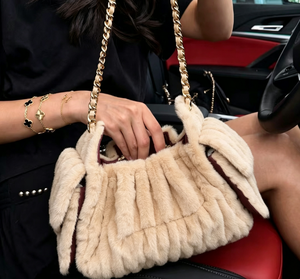 Women Faux Fur Shoulder Bag Drawstring Closure <b>Chain</b> <b>Strap</b> Plush Cloud <b>Handbag</b> Cute Underarm Bag All Seasons Classy Women Matte - Product Image 4