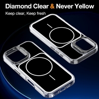 Coque de téléphone magnétique transparente anti-jaunissement avec béquille pour appareil photo, protection intégrale antichoc 360° pour iPhone 16
