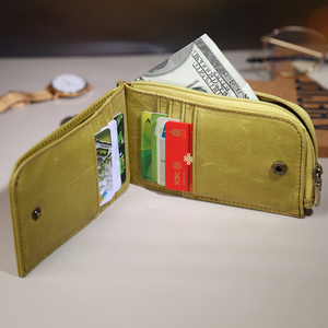 Nuevo monedero con ranura para múltiples tarjetas Rfid, tarjetero corto plegable Simple, billetera Retro de cuero de vaca de grano superior para mujer - Product Image 5