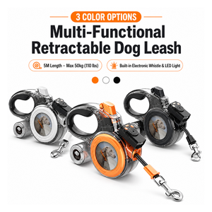 Laisse de chien rétractable à module détachable 5m avec sifflet électronique pour l'entraînement en extérieur - Product Image 6