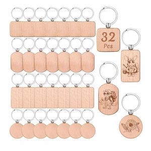 DIY Custom Design Blank Wooden <b>Key</b> Chain Wood <b>Key</b> Holder Sublimation Wooden <b>Key</b> Chains Blanks for Laser Engraving or UV Printing - Product Image 1