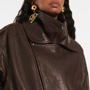 2025 sonbahar eski kadın koyun derisi deri ceket gerçek kabarcık postu kısa uzunluk katı desen boy siluet <span class=keywords><strong>Coat</strong></span> - Product Image 6