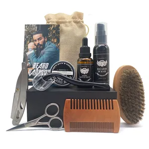Etiqueta privada Appti, producto para el cuidado de la barba Natural para hombres, Kit de cuidado de la barba, suero de crecimiento, cepillo de aceite, juego de bálsamo, Kit de crecimiento de barba