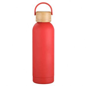 Stainless Steel Vacuum Insulated Water Bottle with Wooden Lid and Handle Minimalist Design for Travel 24H Thermal Insulation - Product Image 6