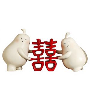 Ornement en résine époxy sculpté, style art populaire, en forme de poire, idéal pour la Saint-Valentin et le Festival Qixi, parfait pour les déclarations d'amour et les propositions de mariage - Product Image 1