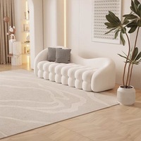 Ensemble de canapés nordiques incurvés Bubble, canapé nuage moderne en tissu bouclé avec fauteuil et ottoman, meubles de salon ondulés pour usage hôtelier