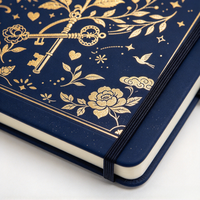 Carnet de notes personnalisé bleu marine à couverture rigide avec gaufrage à chaud doré, journal intime, cadeau avec bande élastique