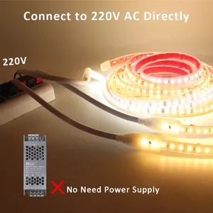 Bande lumineuse <span class=keywords><strong>LED</strong></span> <span class=keywords><strong>220V</strong></span> 230V AC SMD2835 IP67 12W/m, 120 <span class=keywords><strong>LED</strong></span>/m, <span class=keywords><strong>ruban</strong></span> flexible, blanc chaud/froid, dimmable, étanche, pour extérieur et jardin - Product Image 4