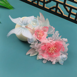 Nouvelle Coiffure Hanfu Papillon Pivoine Rose Faite à la Main Style Antique Original 2026, Accessoire Cheveux pour Maquillage Doux et Coiffure Élégante - Product Image 3