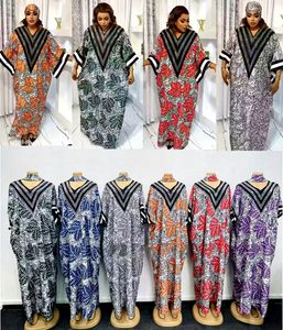Nouvelle Robe Musulmane Femme en Gros, Grande Taille, Décontractée, Faite à la Main, avec Dentelle Africaine et Patchwork, Col en V, Longueur <span class=keywords><strong>Cheville</strong></span>, Collection Automne Femme - Product Image 1
