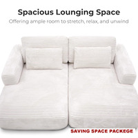 Sofá Cama Individual de Salón con Relleno de Esponja, Comprimido al Vacío, Tipo Nube, Chaise Longue de Lectura, de Pana, Sin Estructura