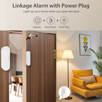 Capteur de porte/fenêtre intelligent moderne en stock, détecteur de contact sans fil WiFi, alerte via application, dispositif de sécurité domestique avec batterie de secours