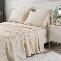 Ensemble de draps de literie Paisley damassé de luxe 4 pièces respirant classique 100% coton Ultra doux drap housse et drap plat poche profonde