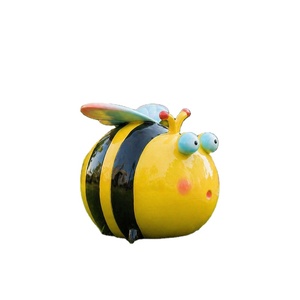 Statue de figurine d'abeille de dessin animé en FRP pour extérieur, sculpture en fibre de verre pour parc et jardin, ornement décoratif pour enfants - Product Image 1