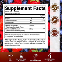 Gummies sans sucre certifiées GMP à marque privée, à base de racine de valériane et de camomille, extrait végétal 50:1, pour la relaxation et le soutien du sommeil
