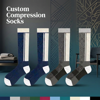 Chaussettes de compression sportives personnalisées avec logo OEM, douces, graduées, hautes jusqu'au genou, pour la course à pied, la randonnée, l'équitation, pour hommes