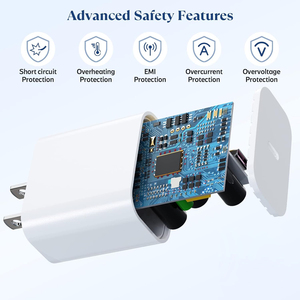 Chargeurs universels <span class=keywords><strong>multiples</strong></span> USB PD 20W, <span class=keywords><strong>chargeur</strong></span> mural rapide de type C avec un port USB et un port de type C pour téléphone portable Android iPhone - Product Image 3
