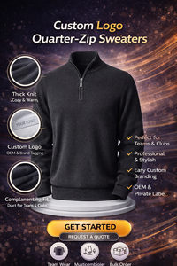 Clothing Manufacturers Custom Men’s Quarter Zip Sweater 100% Cotton Acrylic Knit Thick Warm Pullover OEM Private Label - Product Image 2