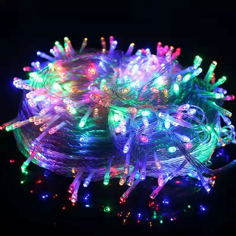 أضواء سلسلة LED خارجية مقاومة للماء 50 م 30 م 20 م 10 م أضواء عيد الميلاد LED لحفلات الزفاف ديكور الحديقة