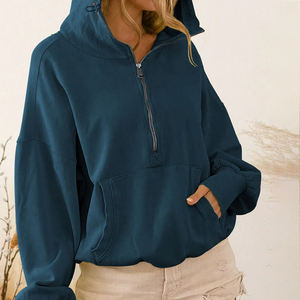 เสื้อฮู้ดเปิดไหล่แบบมีซิปรูดแบบลำลองสำหรับทุกฤดูกาลผ้าฝ้ายเทอร์รี่ปรับแต่งได้ - Product Image 2