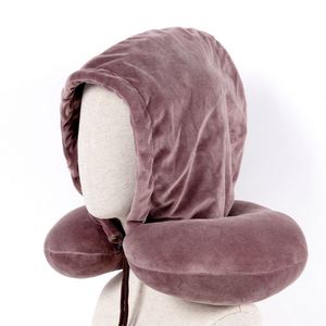 Coussin de voyage et de sieste créatif à capuche en forme de U, couleur unie, pour la tête et le cou, idéal pour le bureau – Vente directe usine Zxx - Product Image 1