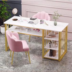 Table de manucure moderne en métal, luxe léger, prix spécial, panneau de densité, table de manucure double - Product Image 3