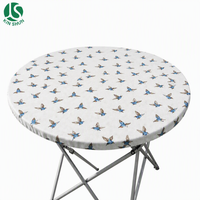 Nappe de table ronde ajustée en PEVA avec dos en flanelle, imperméable, bord élastique, pour camping et pique-nique en extérieur, facile à nettoyer, réutilisable
