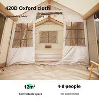Carpa de Techo para Exteriores Dos en Uno, Totalmente Automática, de Tela Oxford Impermeable, para 12 Personas, Ideal para Campamentos Familiares y Actividades de Team Building