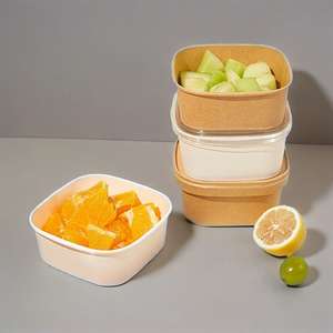 Boîte d'emballage alimentaire jetable carrée et ronde personnalisée Boîte en papier pour tasse à soupe en papier kraft - Product Image 4