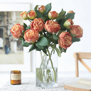 Ramo de Flores Artificiales de Peonía Británica, Color Rosa, Plástico y Seda, Alta Simulación, Decoración para Bodas y Hogar - Product Image 2