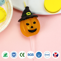Halloween-Kürbiskerze mit Hexenhut 3D-Geschnitzter Geburtstagstorten-Dekor Rauchfreies Paraffinwachs Party-Dekoration