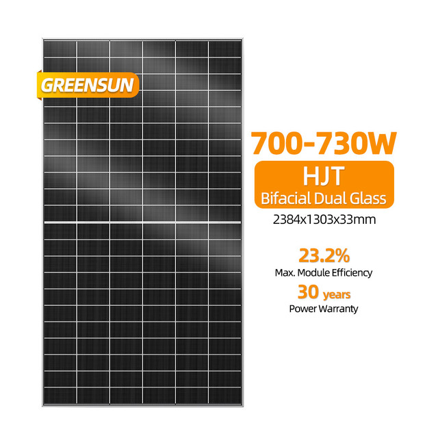 Greensun HJT Solar Panels 750w 740w 730w 720w 710w 700w Solar Panels 700w 900w 1000w Bifacial Mono Solar Panel