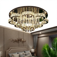 Lustre rond en acier inoxydable et cristal, éclairage LED pour plafond, design moderne de luxe, dimmable, pour salon, chambre à coucher, salle à manger