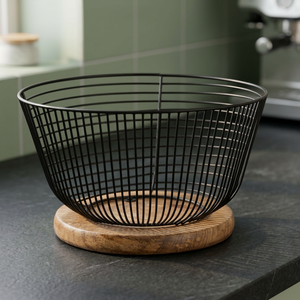 Panier de rangement rond en métal, design minimaliste pour l'organisation de la cuisine, fil de fer durable - Product Image 6