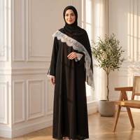 Ensemble Abaya à pois avec dentelle et hijab assorti en mousseline de soie, 2 pièces, MEXIZO 2026 – Robe Abaya Kaftan islamique modeste pour femmes musulmanes