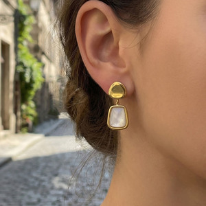 Edelstahl-Ohrringe mit künstlichen Perlen für Damen, minimalistischer, eleganter Ohrschmuck, Geschenk für sie, für den täglichen Gebrauch, Hochzeitsfeier - Product Image 4
