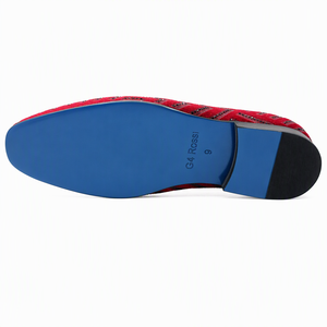Mocasines de terciopelo con diseño de chevron en rojo vino y negro para hombre, zapatos de vestir sin cordones con punta redonda, estampado de ondas, formales, para oficina, boda. - Product Image 4