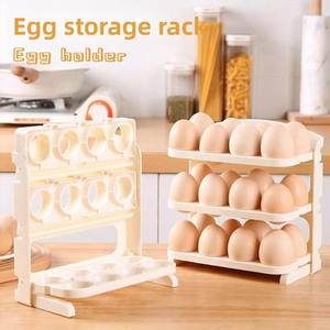 3 Layer Foldable <b>Egg</b> <b>Storage</b> Box Organizer for Refrigerator Door Kitchen <b>Egg</b> Organizer Holder Food <b>Storage</b> Container - Product Image 3