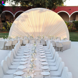 LEDA Wedding Decor Supplies Modern New Arrival Outdoor Semi-circular Metal White Fan-shaped Fabric <b>Backdrop</b> - Product Image 2